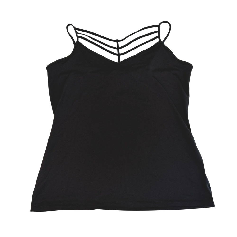Thalia Sodi Womens Black Caged Strappy Neckline Camisole Tank Top Medium